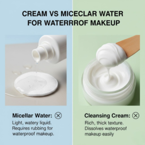 Comparison between oily cream remover and watery micellar solution for dry skin.