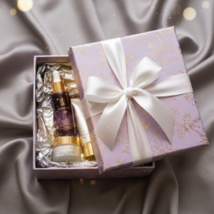  An example of luxury skincare gift sets, beautifully packaged and ready for gifting.