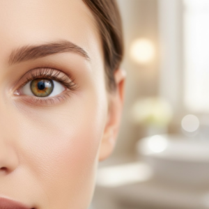 A close-up of a woman's eye