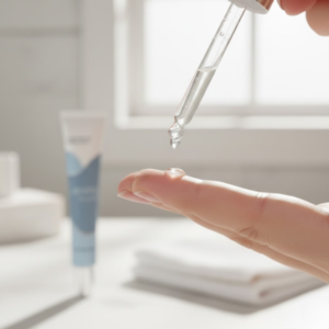  Applying a drop of hydrating eye serum for best results