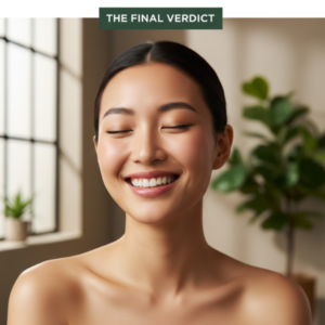 Glowing and hydrated skin after using an avocado-based makeup remover.