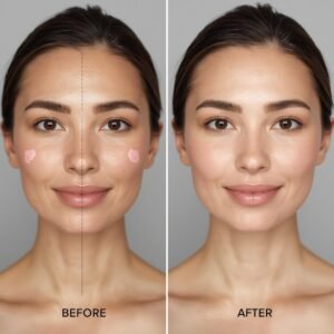 a before/after progression over 8 weeks of consistent routine use