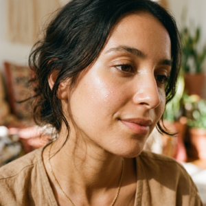 glass skin routine for dry skin — luminous hydrated complexion close-up