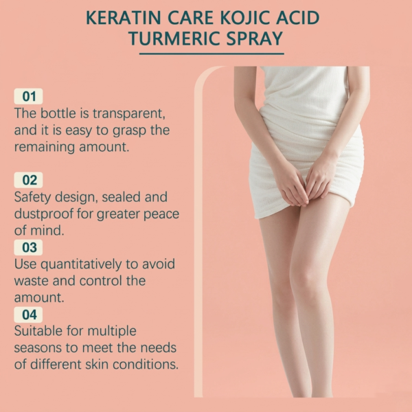 Applying exfoliating spray on rough elbows and knees to remove dead skin and even skin tone.