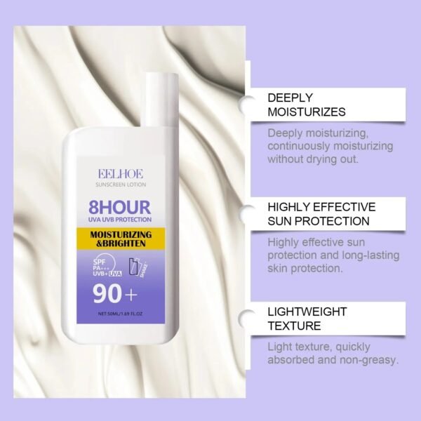 EELHOE SPF 90 sunscreen cream 50ml tube on a clean white surface with soft natural light