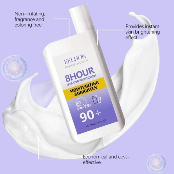 EELHOE SPF 90 sunscreen cream 50ml tube on a clean white surface with soft natural light