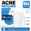 800Pcs Hydrocolloid Acne Pimple Patches, Invisible Blemish Spot Cover Stickers, Oil Absorbing Facial Skin Care Zit Patches