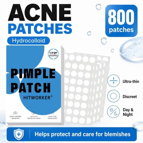 800Pcs Hydrocolloid Acne Pimple Patches, Invisible Blemish Spot Cover Stickers, Oil Absorbing Facial Skin Care Zit Patches