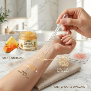 A Note on Patch Testing New mask? Please patch test first — especially if your skin leans sensitive or reactive. Apply a small amount to your inner arm or behind your ear for 24–48 hours before going full-face. This is never excessive caution; it’s just smart self-care.
