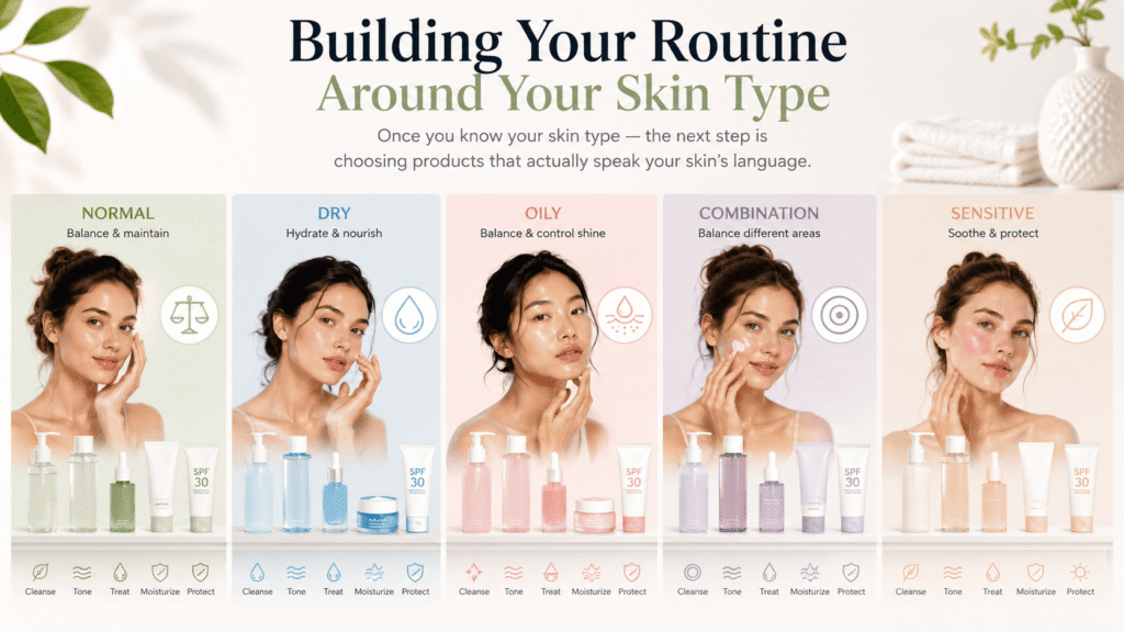 Building Your Routine Around Your Skin Type Once you know how to determine your skin type — and you've identified yours — the next step is choosing products that actually speak your skin's language.