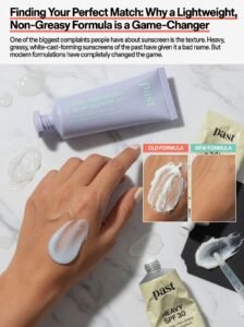 Finding Your Perfect Match: Why a Lightweight, Non-Greasy Formula is a Game-Changer One of the biggest complaints people have about sunscreen is the texture. Heavy, greasy, white-cast-formulating sunscreens of the past have given it a bad name. But modern formulations have completely changed the game.