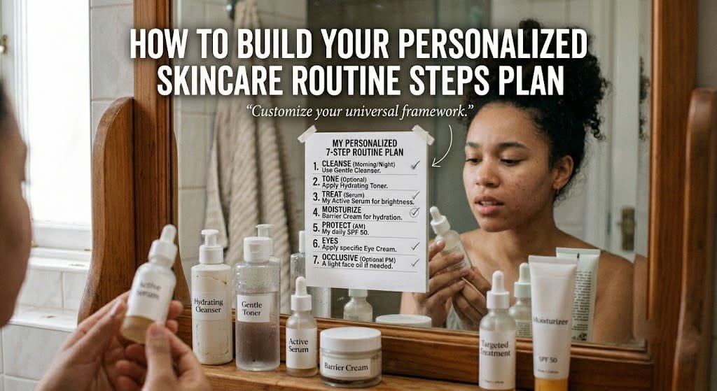 How to Build Your Personalized Skincare Routine Steps Plan
Every woman’s skin is different — and what works for your colleague or your sister might not work for you. But the framework of these 7 skincare routine steps applies universally. You customize within it.A simple way to start:
