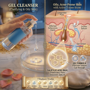 Oily Skin: Gel Is Usually Your Best Friend If your T-zone is consistently shiny by midday, your pores feel congested, and you break out in predictable patterns? A gel cleanser was practically designed for you. The lightweight formula cuts through sebum effectively, and actives like salicylic acid help keep pores clear without requiring a separate step. 