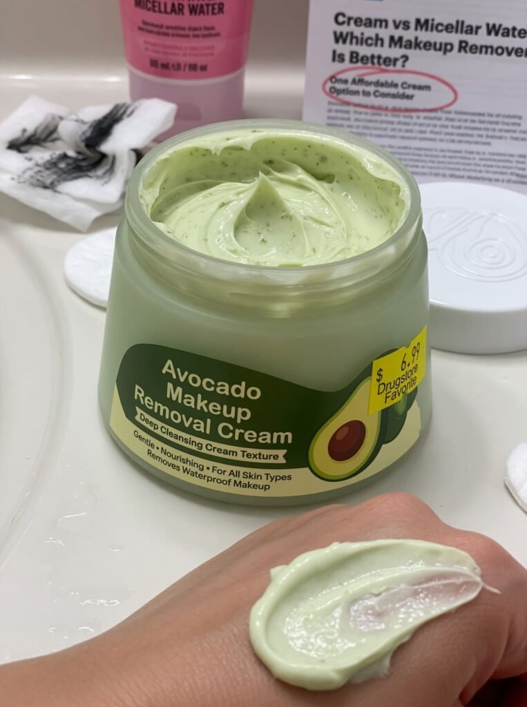 One Affordable Cream Option to ConsiderIf you lean toward the cream side in the Cream vs Micellar Water: Which Makeup Remover Is Better? debate, you might consider an avocado-based cream remover.One affordable option is an Avocado Makeup Removal Cream designed for deep cleansing with a cream texture.