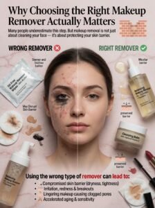 Why Choosing the Right Makeup Remover Actually MattersMany people underestimate this step.But makeup removal is not just about cleaning your face — it’s about protecting your skin barrier.