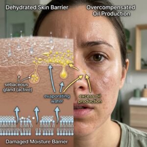 Why Oily Skin Still Needs Moisture (Yes, Really) This is the part that surprises most people. Oily skin and dehydrated skin are not opposites — they can absolutely coexist. When your skin loses too much water (from harsh masks, over-cleansing, or stripping actives), your sebaceous glands panic and produce more oil to compensate."American Academy of Dermatology: How to control oily skin" 