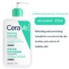 CeraVe Hydrating Facial Cleanser bottle on a minimalist marble background for luxury self-care.