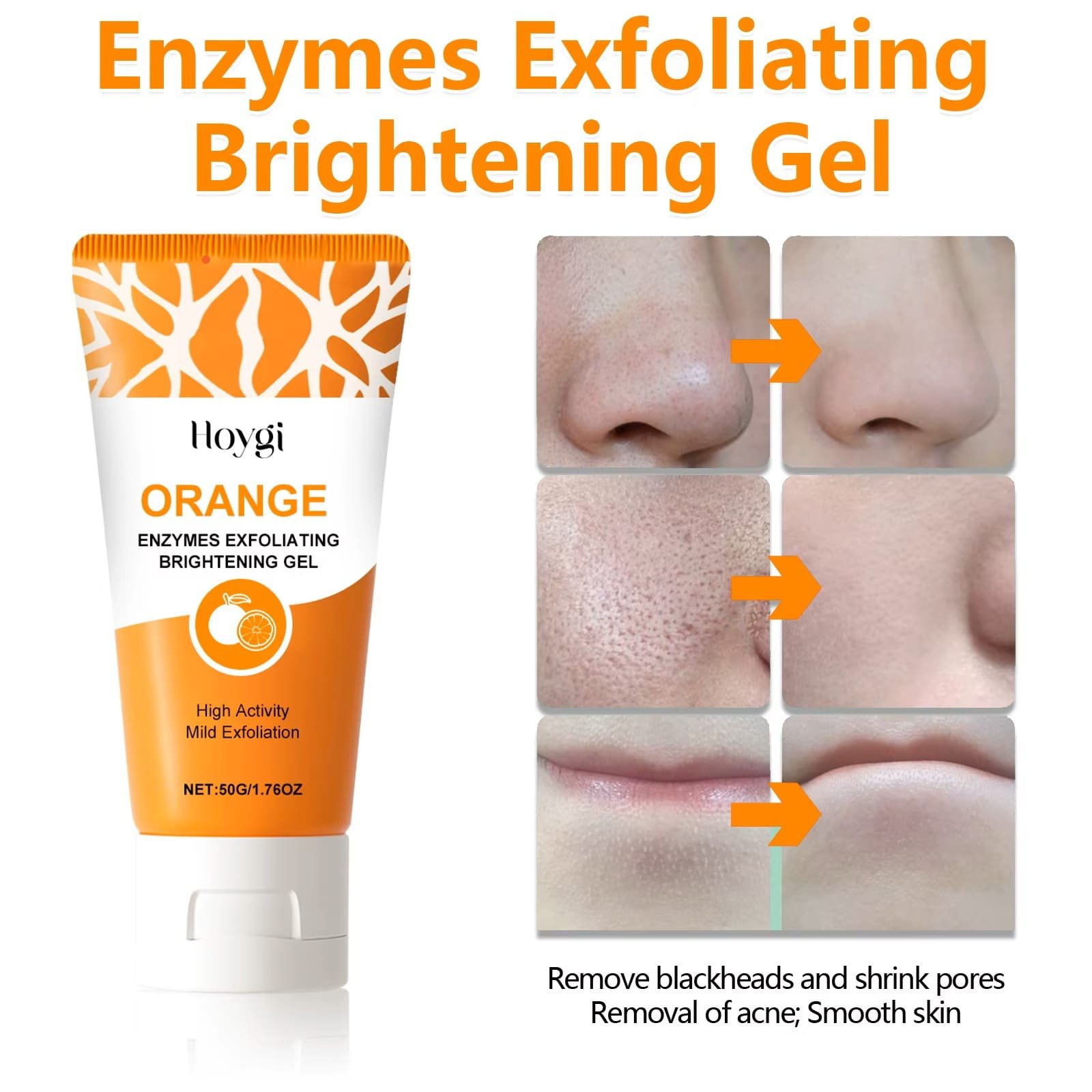 Niacinamide exfoliating gel tube by Hoygi on marble surface — gentle pore minimizing cleanser for sensitive skin