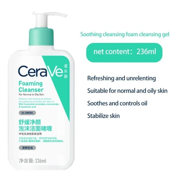 CeraVe Hydrating Facial Cleanser bottle on a minimalist marble background for luxury self-care.