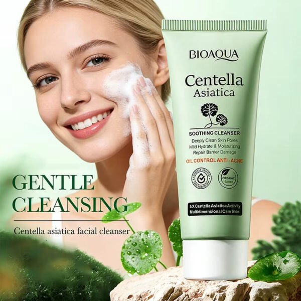 BIOAOUA Centella Facial Cleanser Moisturizing Anti-aging Whitening Anti Acne Face Wash Foam Facial Cleanser Skin Care