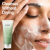 Quercetin deep cleansing foam lather on skin — gentle pore care ritual