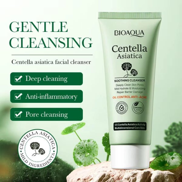 BIOAOUA Centella Facial Cleanser Moisturizing Anti-aging Whitening Anti Acne Face Wash Foam Facial Cleanser Skin Care
