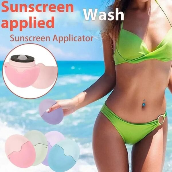 1pc Suncream Applicator Silicone Lotion Applicator Refillable Roll On Sponge Applicator for Kids Adults Empty Refillable Bottles